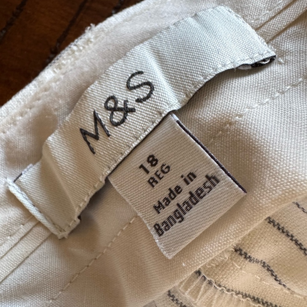 Women’s Cream Striped Pants - Picture 3 of 4